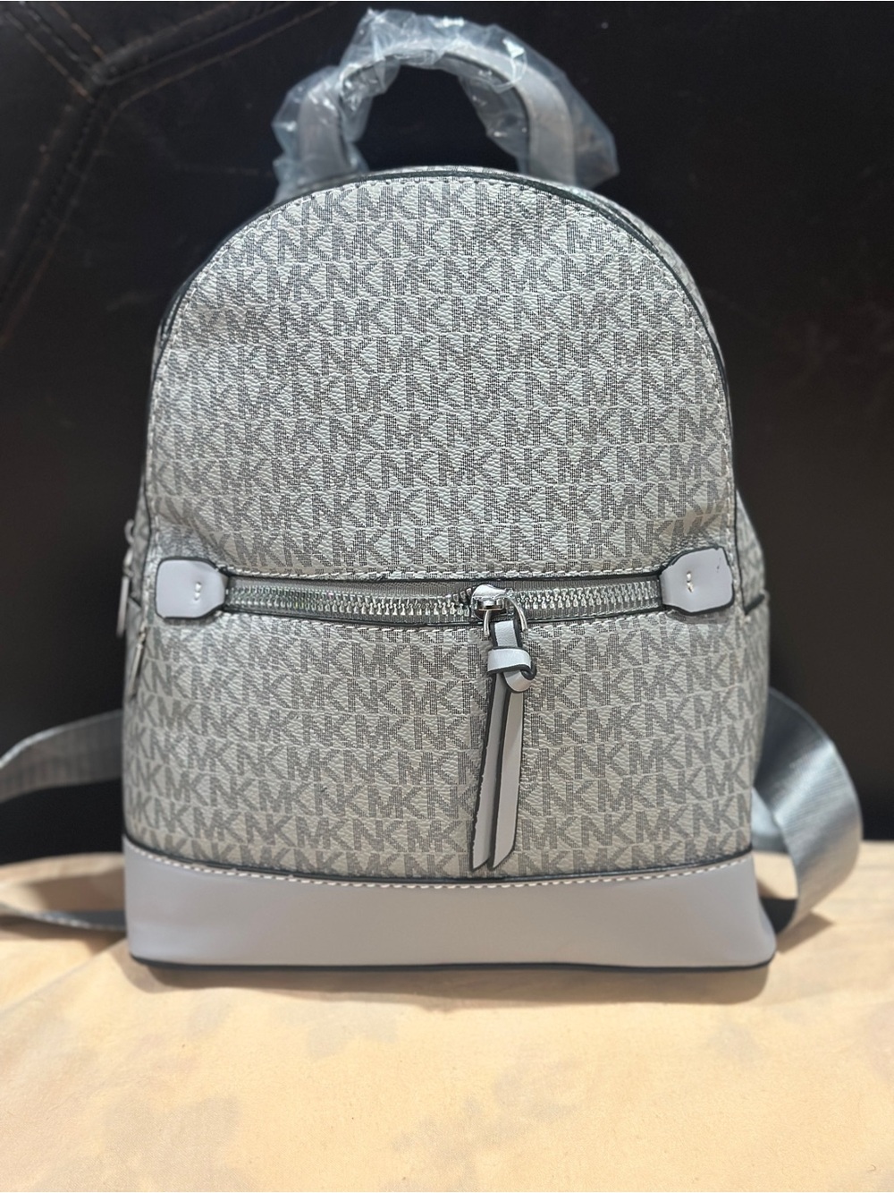Michael Kors Light Gray Logo Mini Backpack